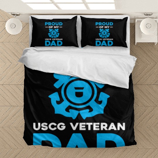 Proud Of My USCG Veteran Dad Coast Guard Bedding Sets
