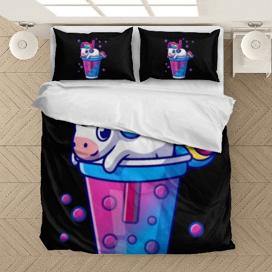 Boba Tea Bubble Tea Cute Kawaii Unicorn Bisexual Bedding Sets
