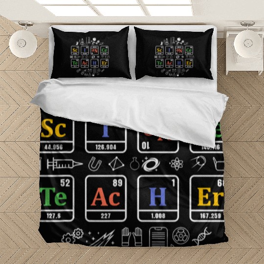 Science teacher periodic table chemistry elements Bedding Sets