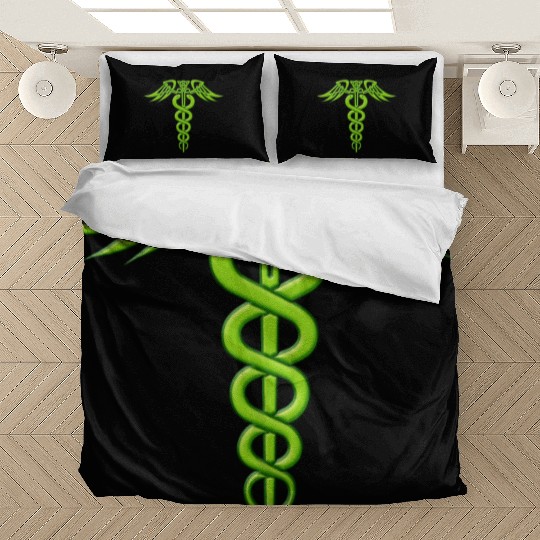 Green Celtic Knot Caduceus Bedding Sets
