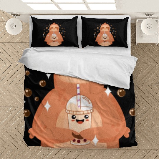Boba Tea Kawaii Sloth Drinking Bedding Sets