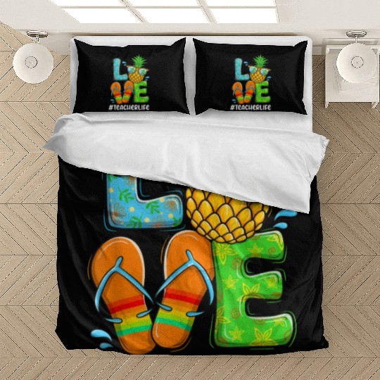 Summer Love Teacher life Love Pineapple Bedding Sets