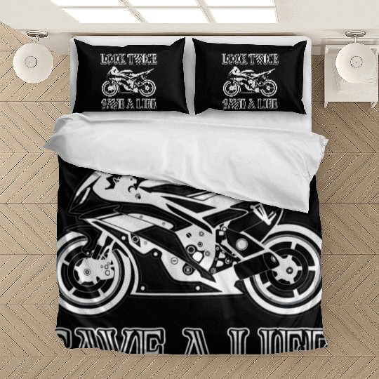 Look Twice Save A Life Motorcycle Bike Safety Bedding Sets