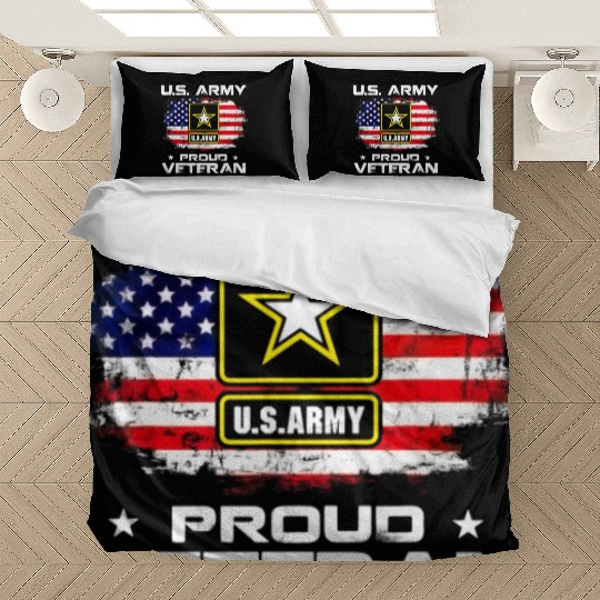 US Army Proud Veteran With American Flag Gift Bedding Sets
