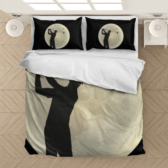 Golfer Silhouette Golf Golfer Moon Full Moon Bedding Sets