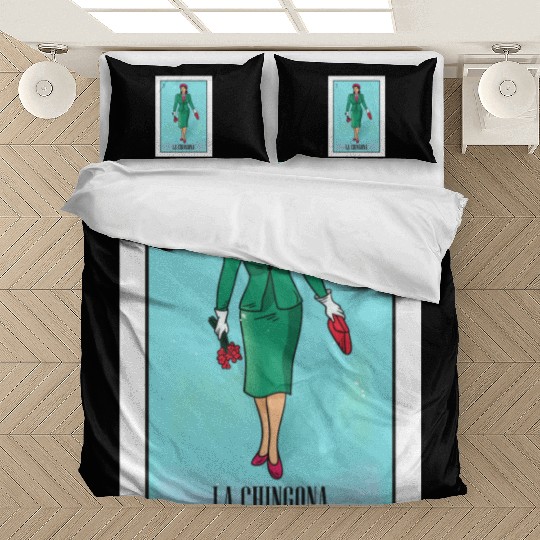 La Chingona The Bad Ass Woman Card Mexican Lottery Bedding Sets