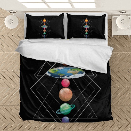 Solar System Flat Earth I Love My Planet Space Bedding Sets