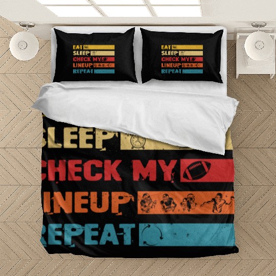 Fantasy Football Eat Sleep Check My Lineup Bedding Sets