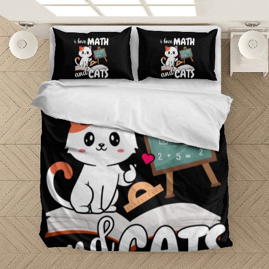 I Love Math And Cats Mathematics Bedding Sets