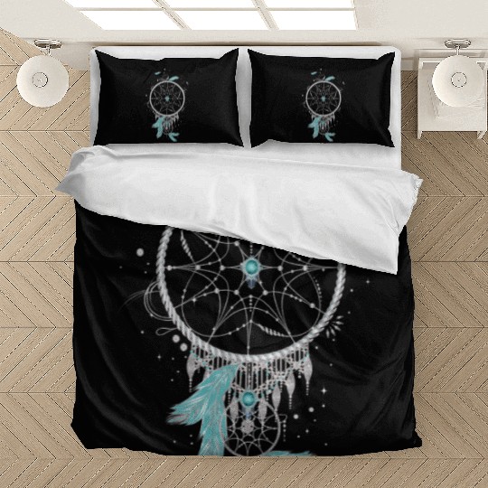 filigree ethno dream catcher made of silver colors Bedding Sets