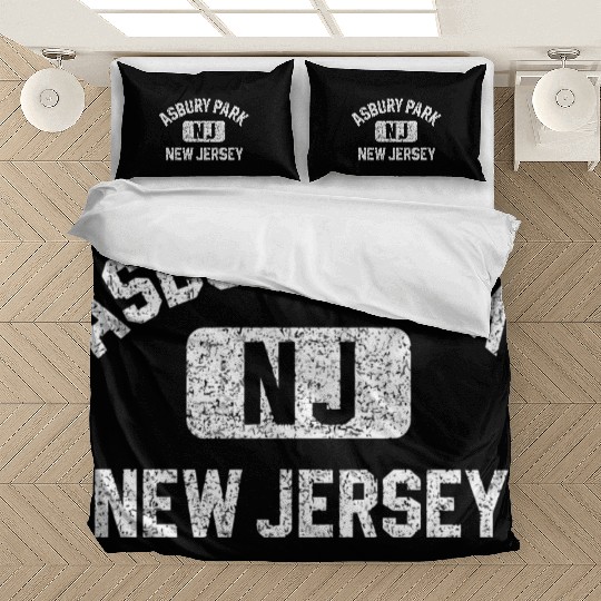 Asbury Park Nj New Jersey Gym Style Distressed Whi Bedding Sets