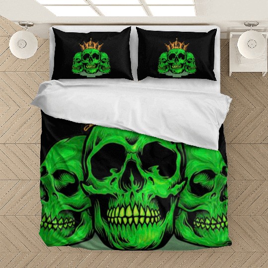 King Family Skull Green Bedding Sets
