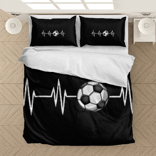 soccer heartbeat Bedding Sets for Boys Men soccer lover