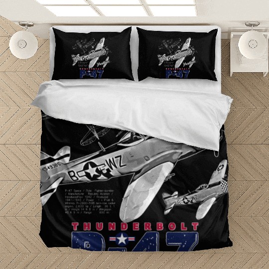 P 47 Thunderbolt Vintage USAF Aircraft Bedding Sets