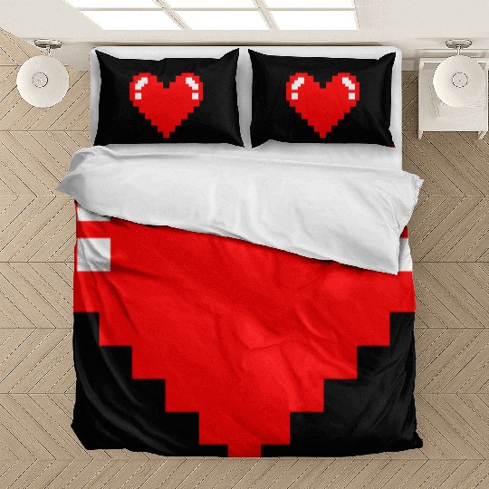 Pixel Heart Gamer Gift Bedding Sets