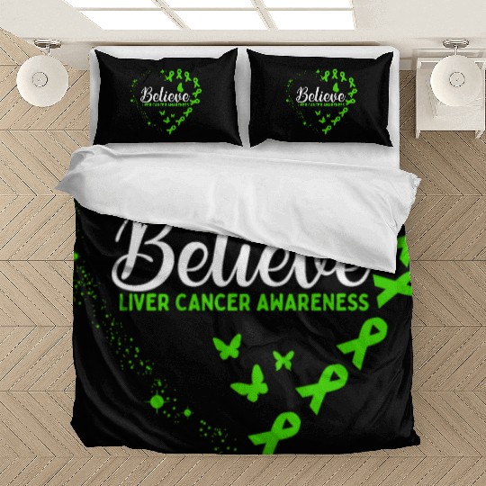 Green Butterfly Liver Cancer Awareness Bedding Sets