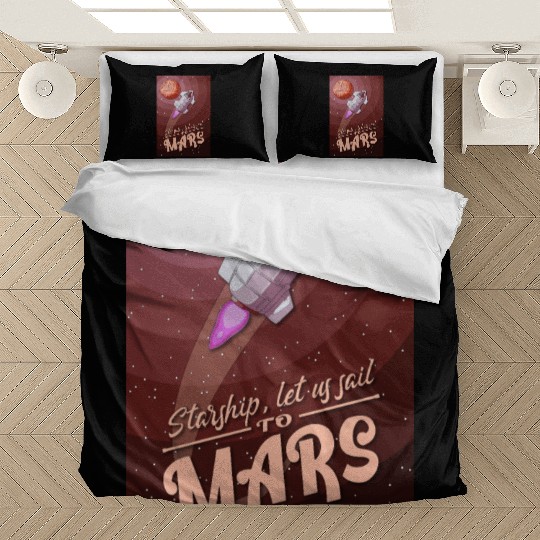 Starship, let is sail to Mars - Poster Bedding Sets