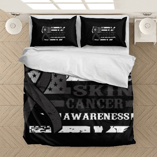 USA Flag SKIN Cancer Awareness Bedding Sets