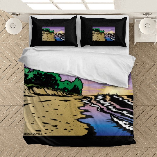 Purple Twilight Indiana Dunes Poster Bedding Sets
