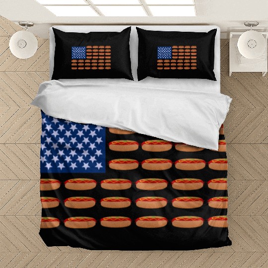 Hot Dog American Flag Patriotic Bedding Sets