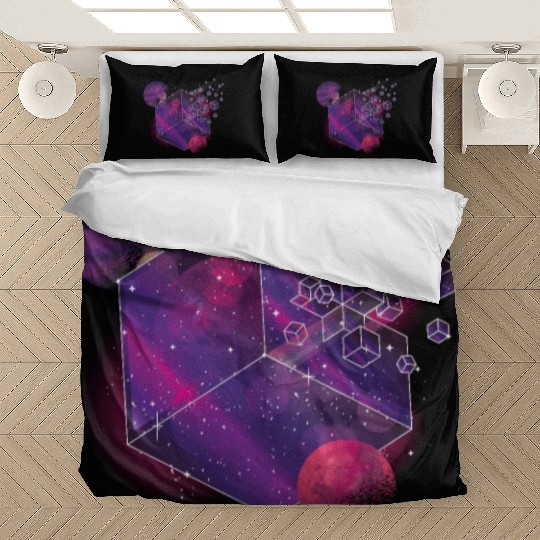 Galaxy Planet Moon Universe Cube Space Bedding Sets