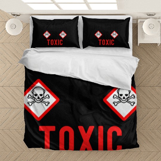 RELIGION Is TOXIC Skull Crossbones toxicity symbol Bedding Sets