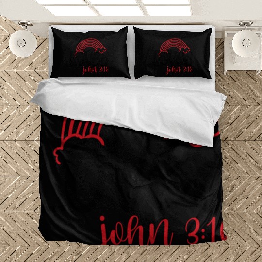 Loved john 3 16 Valentine Day Bible Verse Text Art Bedding Sets