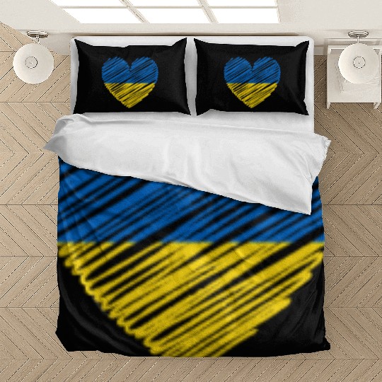 I Stand With Ukraine Ukrainian Heart Flag Bedding Sets