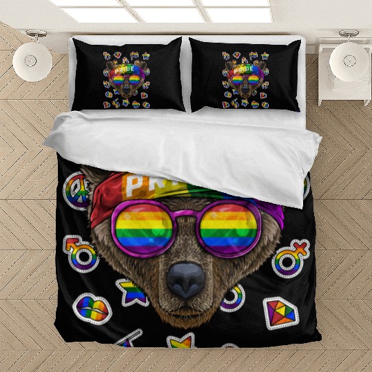 LGBT Bear Gay Pride Month Grizzly Bear Rainbow Les Bedding Sets