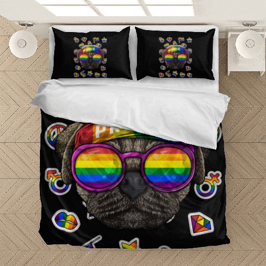LGBT Pug Gay Pride Month Dog Rainbow Lesbian Bedding Sets