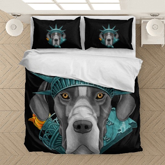 Statue Of Liberty Great Dane 4th Of July Dog USA A Bedding Sets