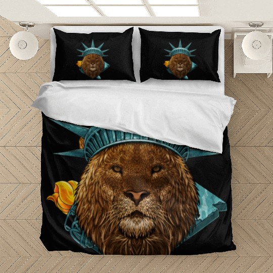 Statue Of Liberty Lion 4th Of July Animal USA Amer Bedding Sets