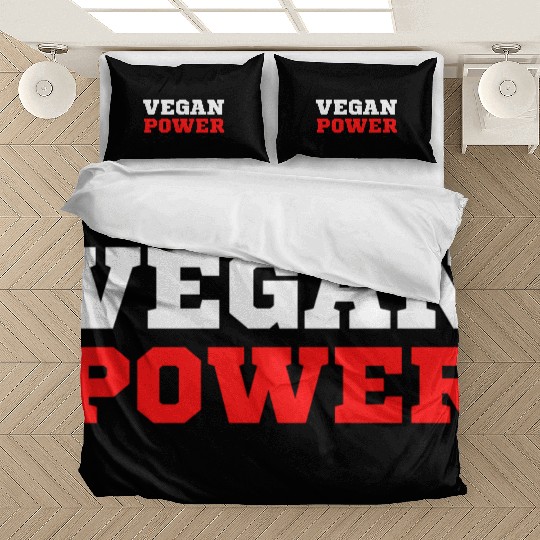 VEGAN POWER (White & Red letters) Bedding Sets