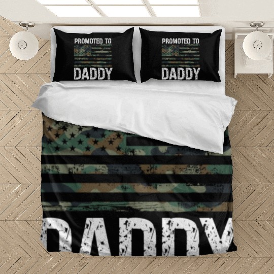 Promoted To Daddy Camo USA Patriot New Father Dad Bedding Sets