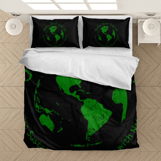 Only One Earth - dark green vintage design Bedding Sets