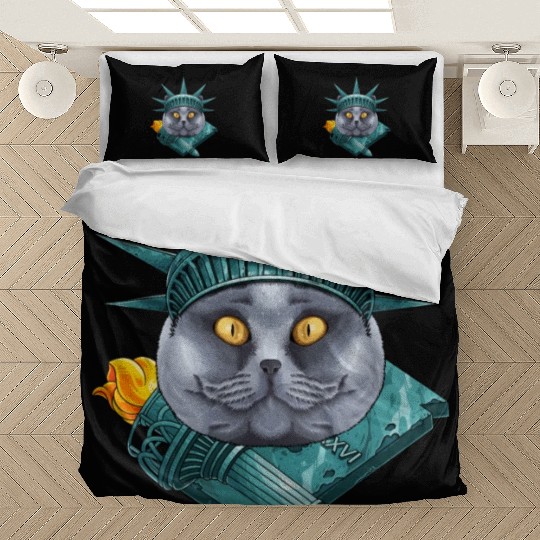 Statue Of Liberty British Shorthair 4th Of July US Bedding Sets