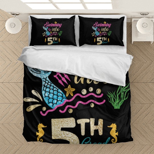 5th Grade Back to School Mermaid Swimming Girls Bedding Sets