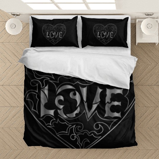 Artsy Love Silver logo in a heart Bedding Sets