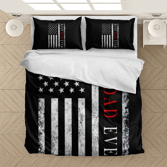 Father's day Best dad ever with US american flag 2 Bedding Sets