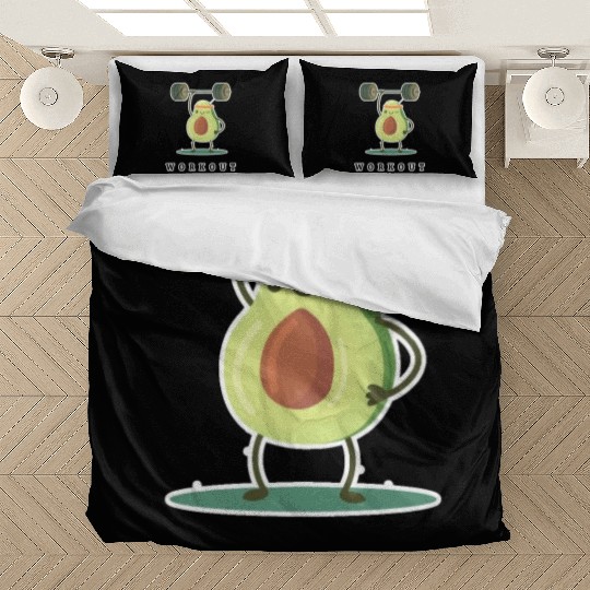 Workout Avocado cartoon Bedding Sets