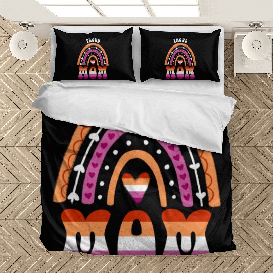 Proud Mom Lesbian Pride Rainbow Bedding Sets