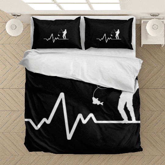 Heartbeat Line With Hobby Fisherman White Design Bedding Sets