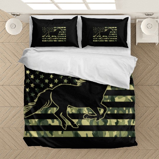 Horse American Camo Flag Horseback Riding Bedding Sets