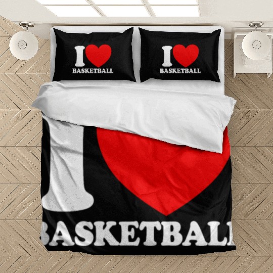 I Love Basketball Red Heart Hoop B-Ball Basketball Bedding Sets