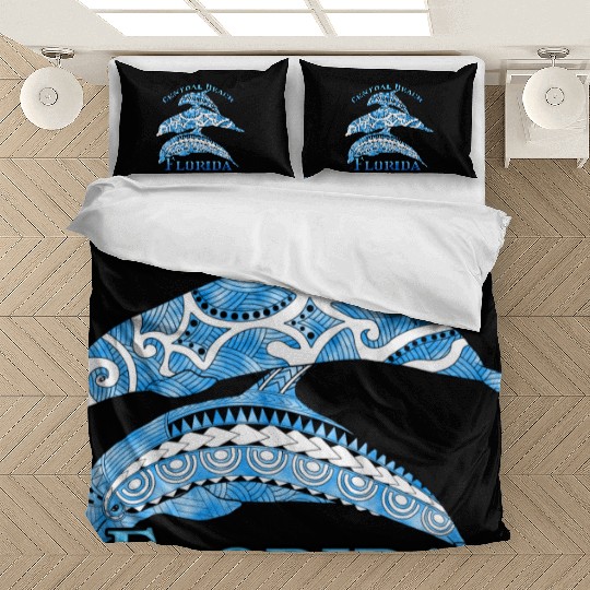 Central Beach Florida Vacation Tribal Dolphins Bedding Sets