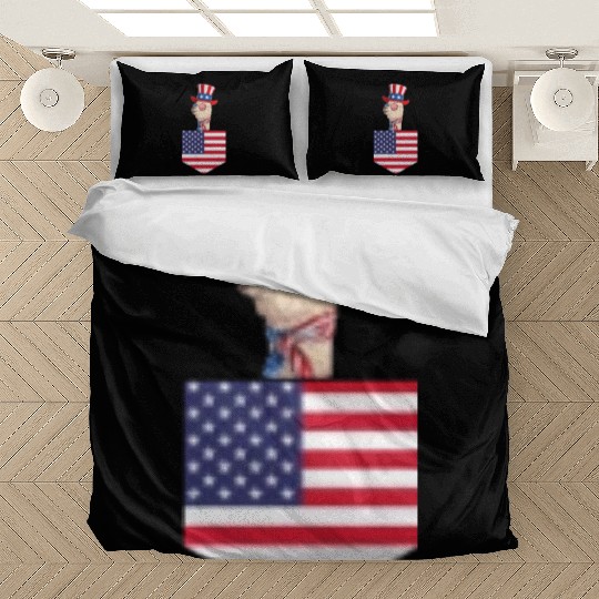 Patriotic Day Llama US Flag Llama Pocket 4th of Bedding Sets