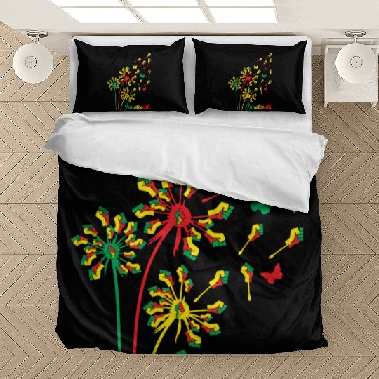 Dandelion Flower With Flying Fists Juneteenth Cele Bedding Sets