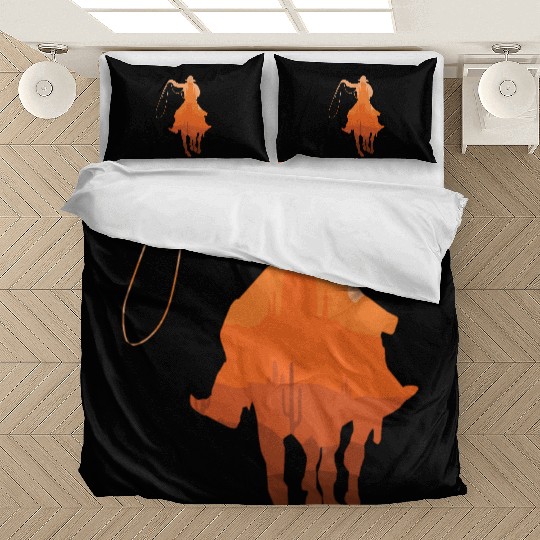 Cowboy Sunset Vintage Western Landscape Horseback Bedding Sets