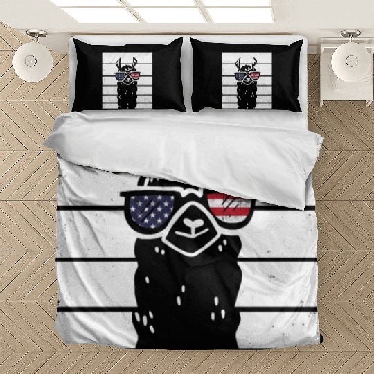 Patriotic Llama with Sunglasses US Flag 4th Of Bedding Sets