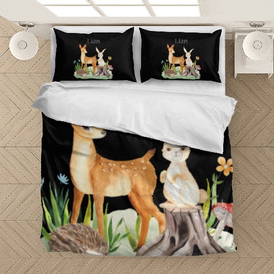 Waldtier Waldtier Reh Hase Hedgehog Flowers Name Bedding Sets